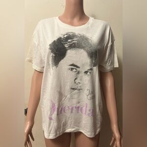 White Graphic T-Shirt with Portrait Design